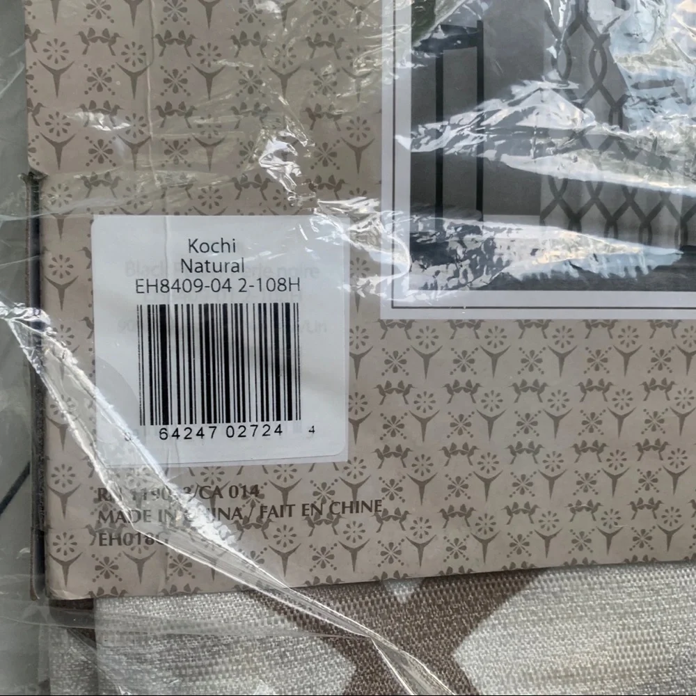 2 Plant City Kochi Beige Rod Pocket Curtain Panels Semi Sheer 54 x 108 NEW